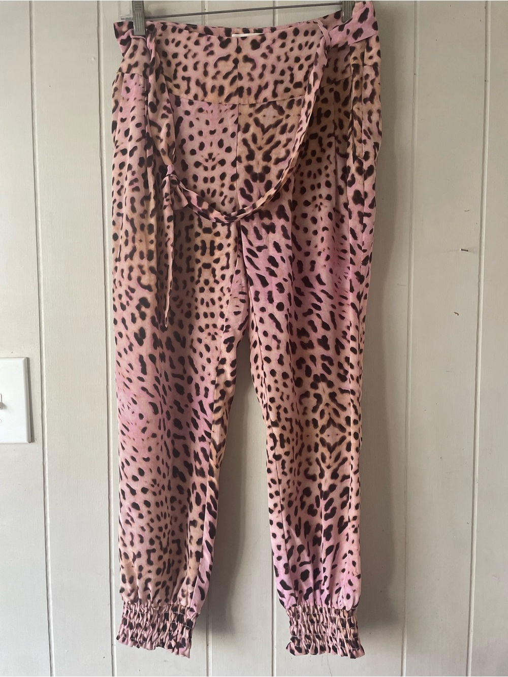 Graham & Spencer Pants Womens S Pink Brown Leopard Casual Beachy Boho USA Silk